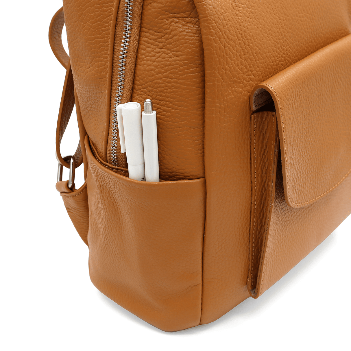 Női hátizsák természetes bőrből - cserépbarna