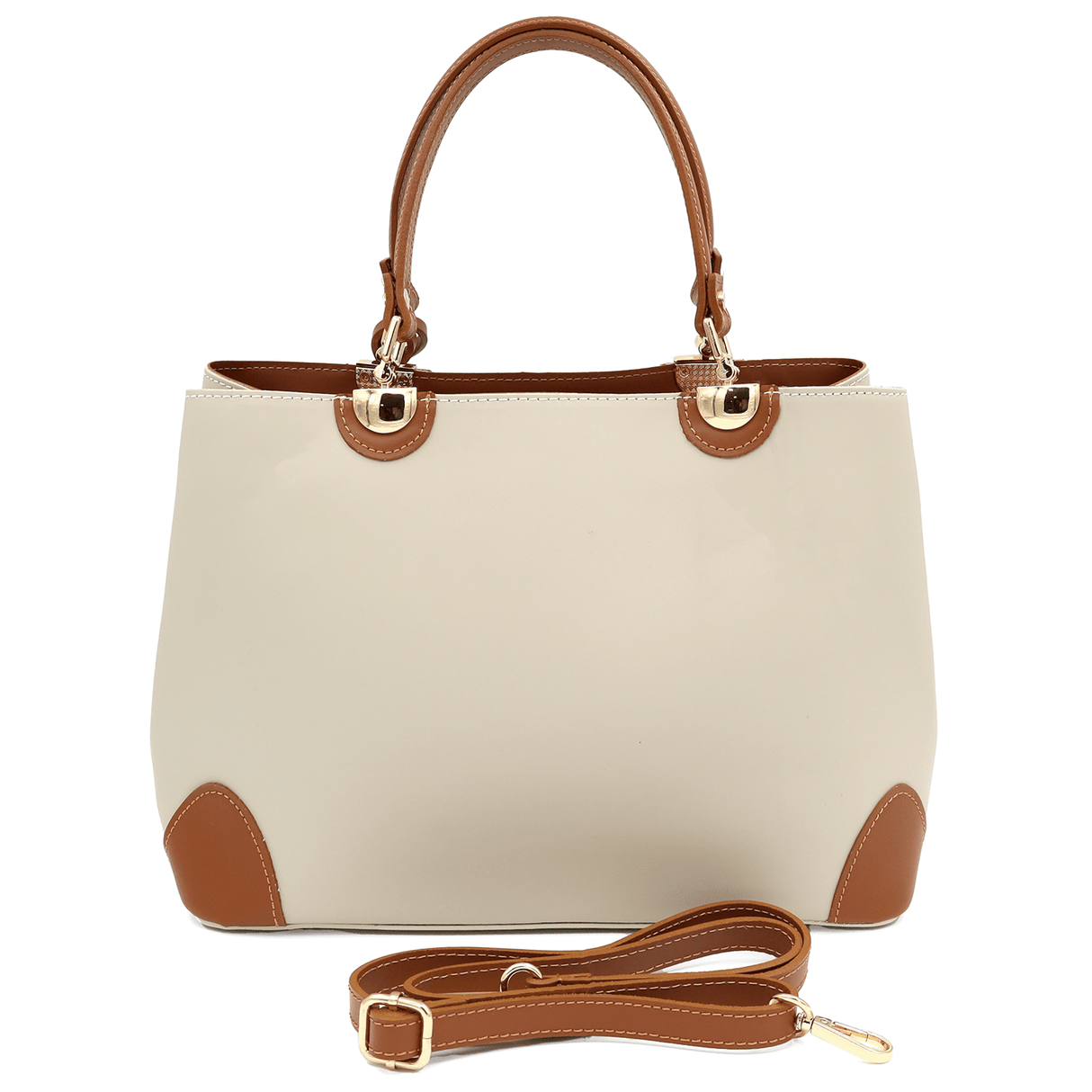 Női táska természetes bőrből Alika - bézs/barna