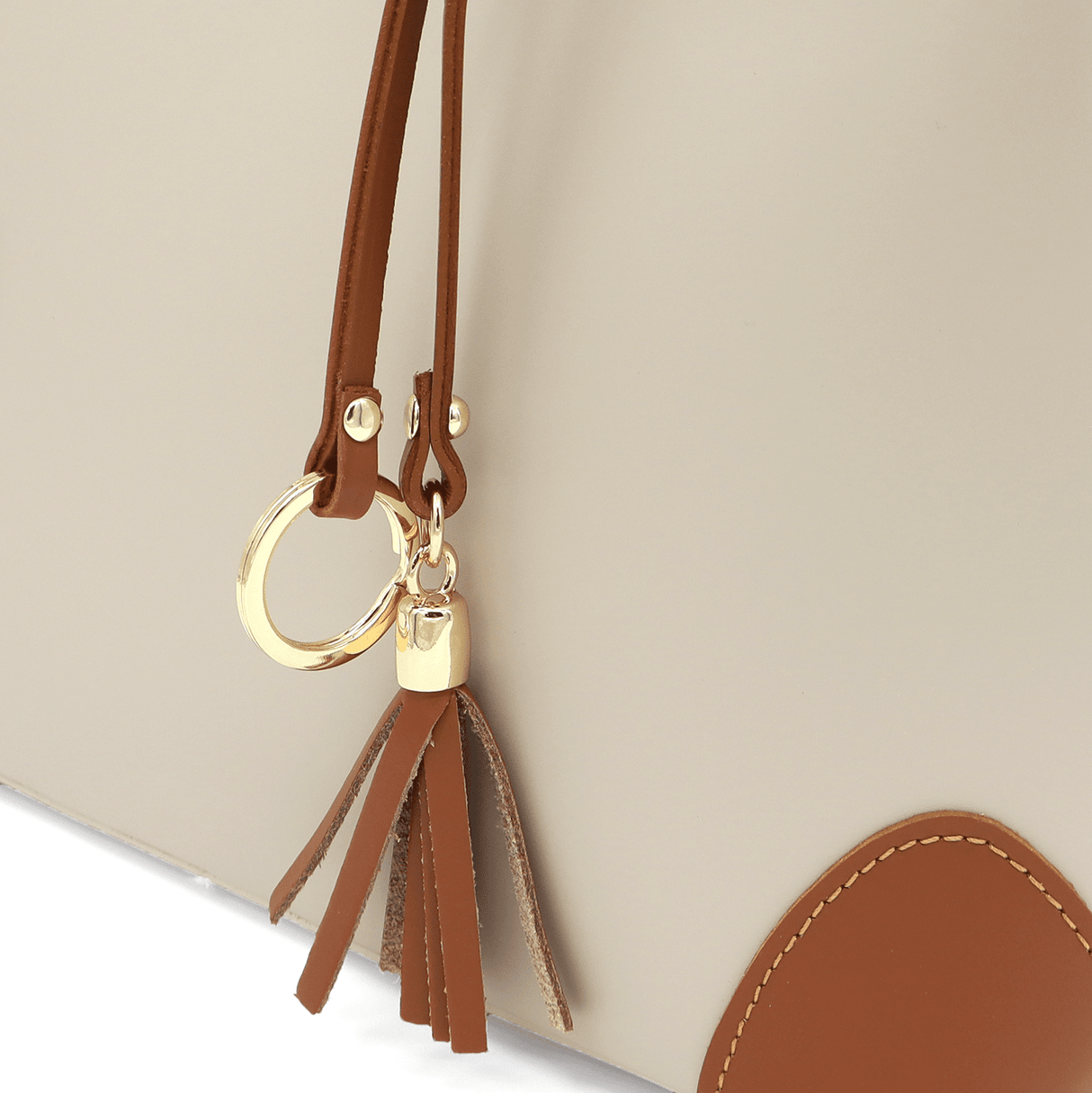 Női táska természetes bőrből Alika - bézs/barna