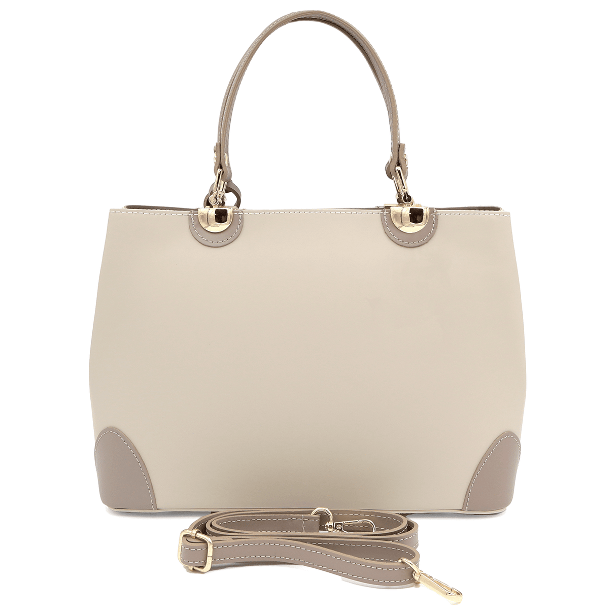 Női táska természetes bőrből Alika - bézs/szürke