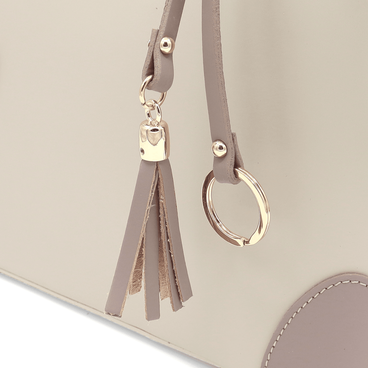 Női táska természetes bőrből Alika - bézs/szürke