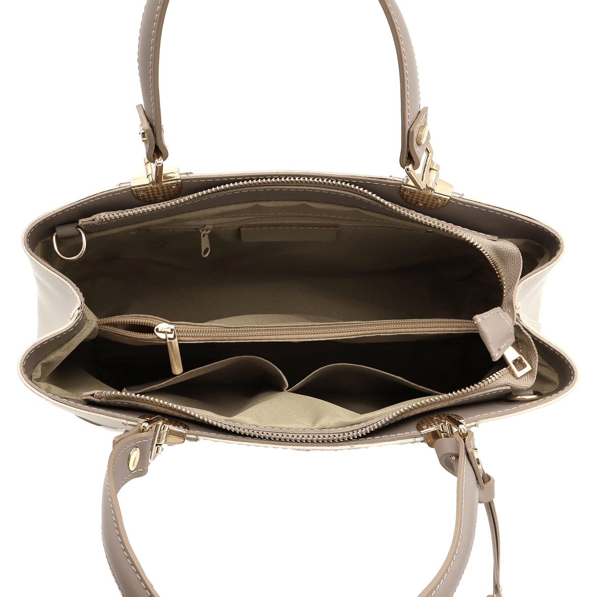 Női táska természetes bőrből Alika - bézs/szürke