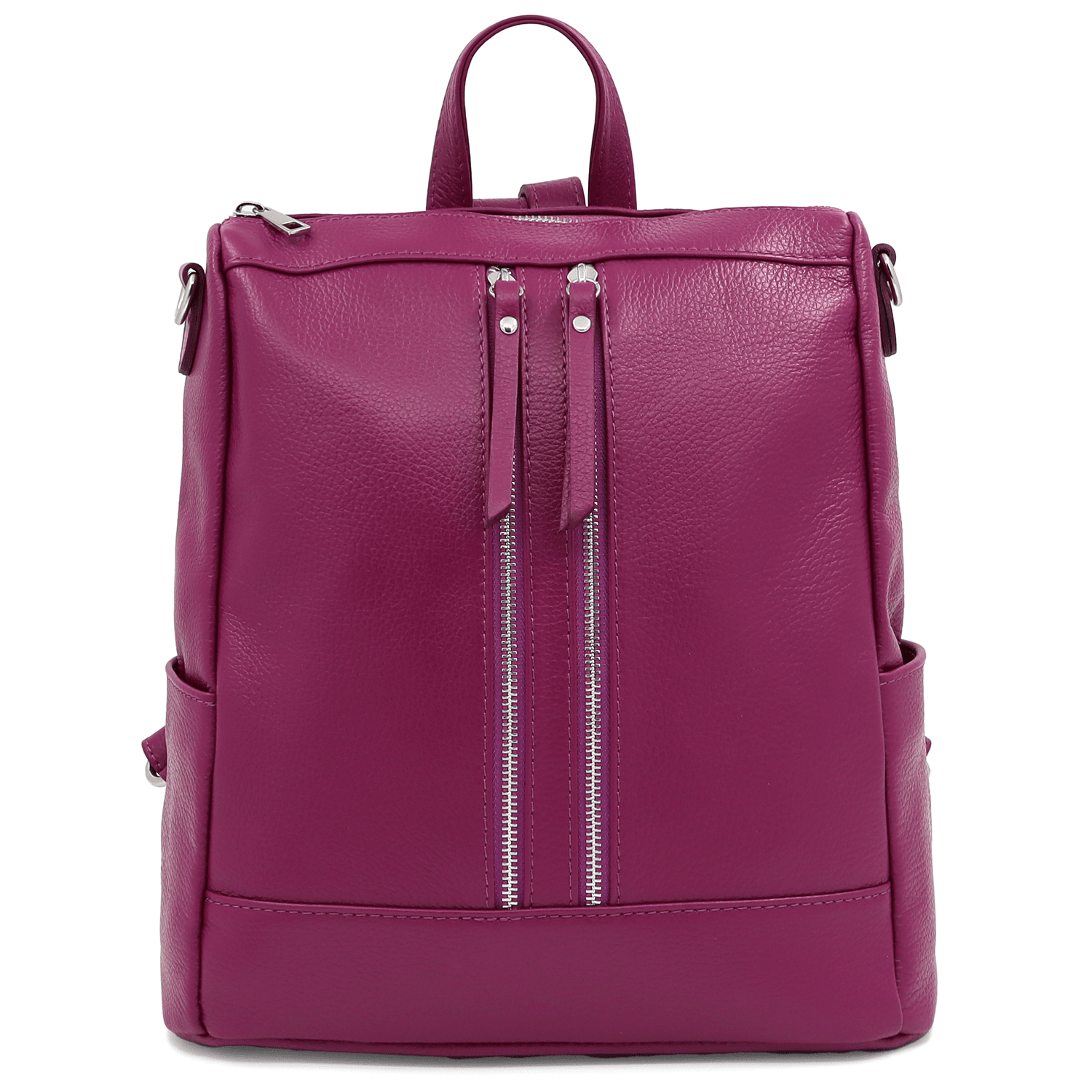 2 az 1-ben - Vittoria természetes bőr hátizsák és táska - sötét fukszia