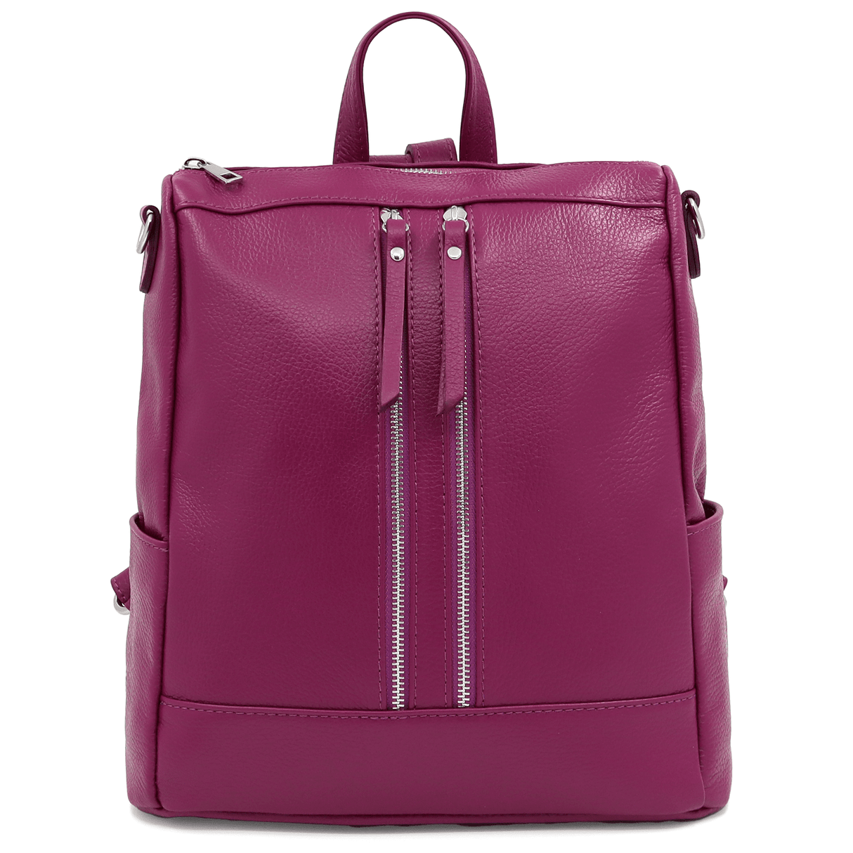 2 az 1-ben - Vittoria természetes bőr hátizsák és táska - sötét fukszia