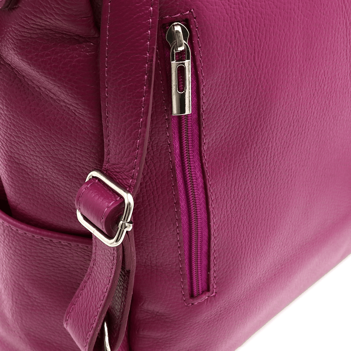 2 az 1-ben - Vittoria természetes bőr hátizsák és táska - sötét fukszia