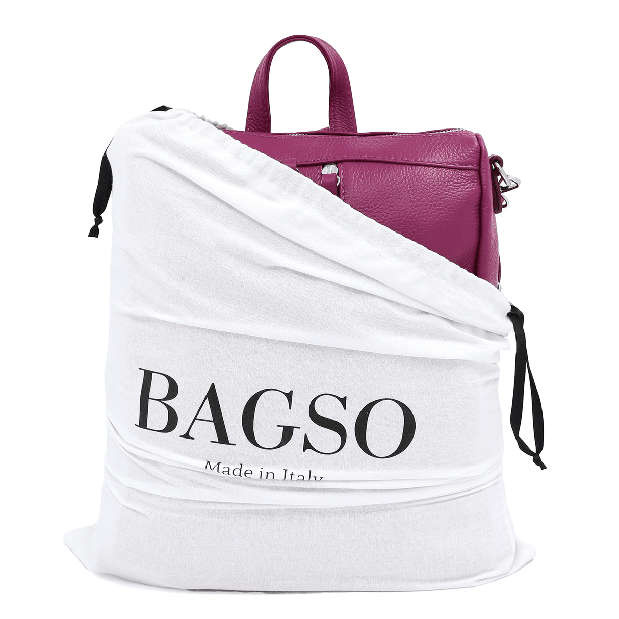 2 az 1-ben - Vittoria természetes bőr hátizsák és táska - sötét fukszia