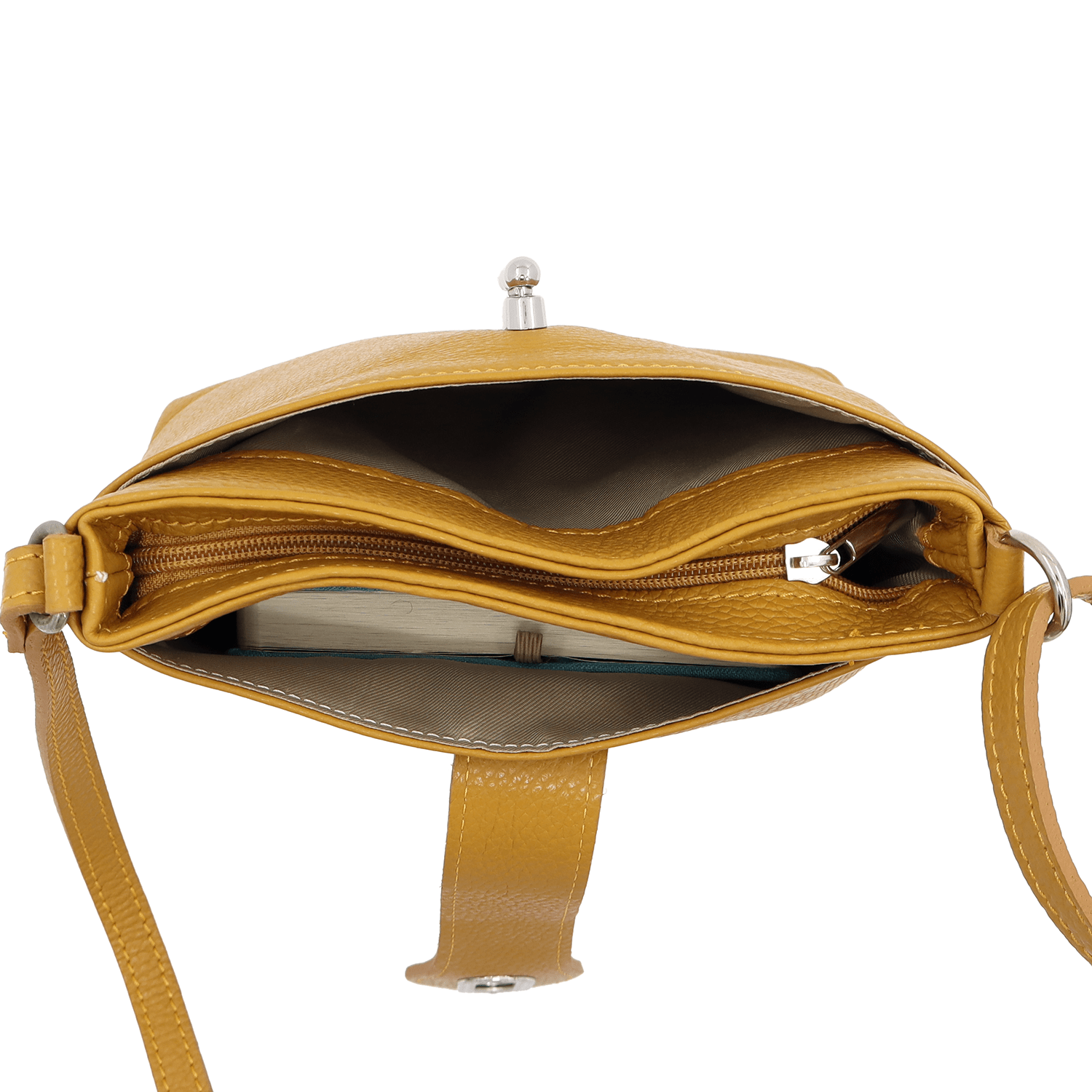 Andria természetes bőr válltáska - mustársárga