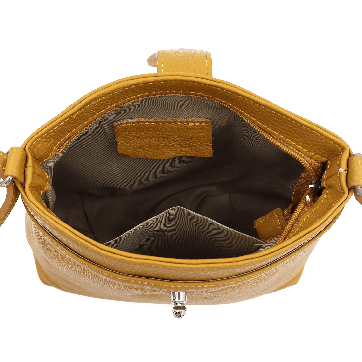 Andria természetes bőr válltáska - mustársárga