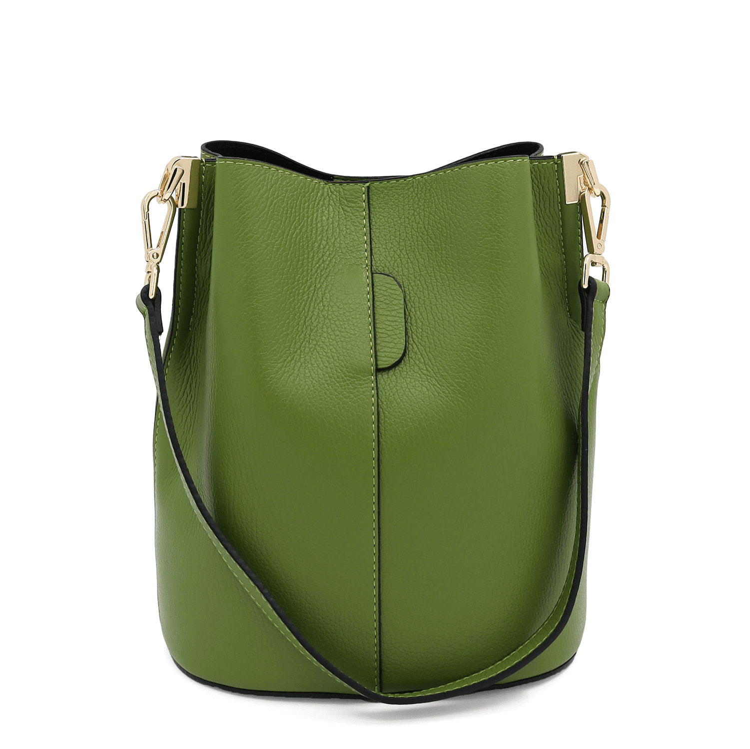Női táska természetes bőrből, 2 fogantyúval Alba - zöld
