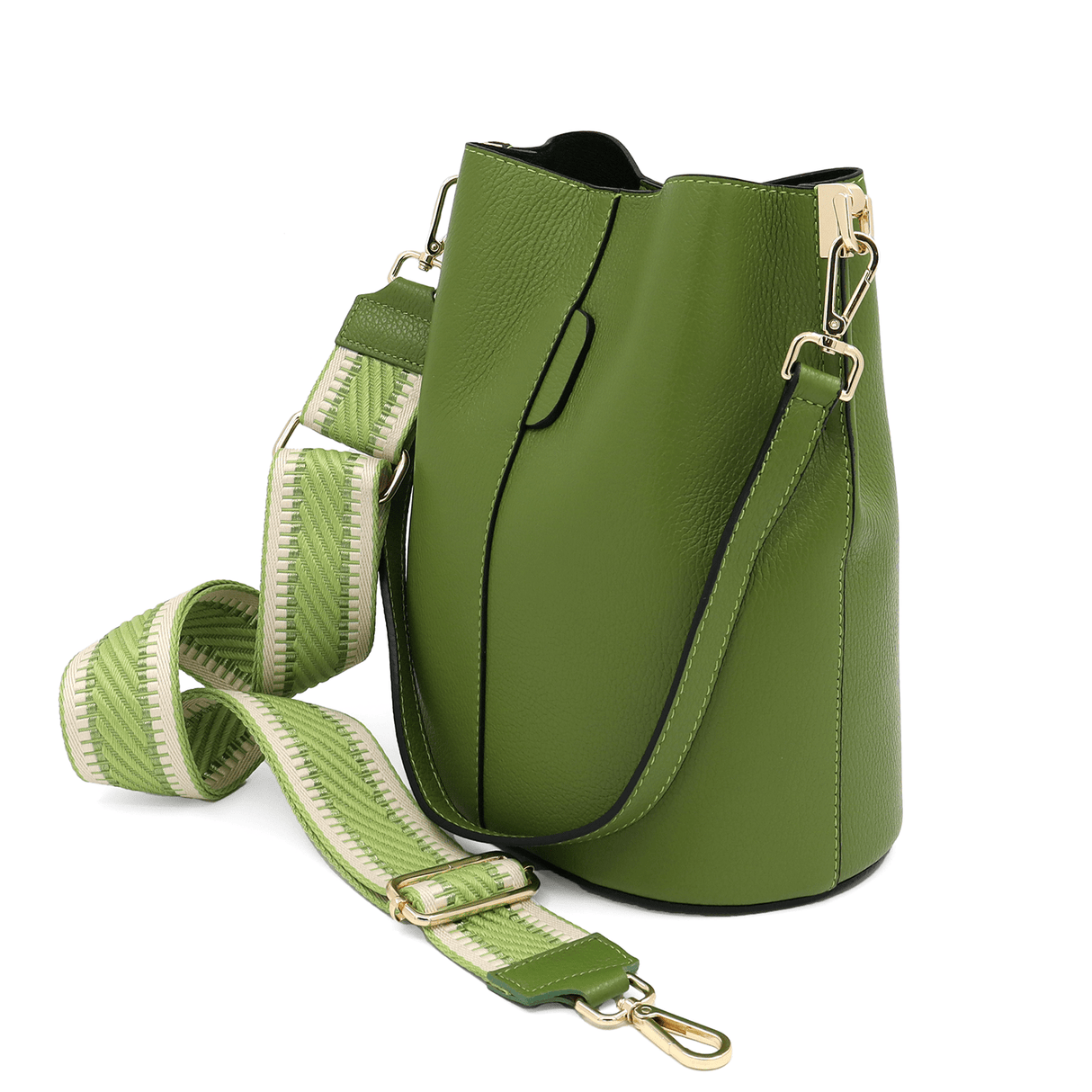 Női táska természetes bőrből, 2 fogantyúval Alba - zöld