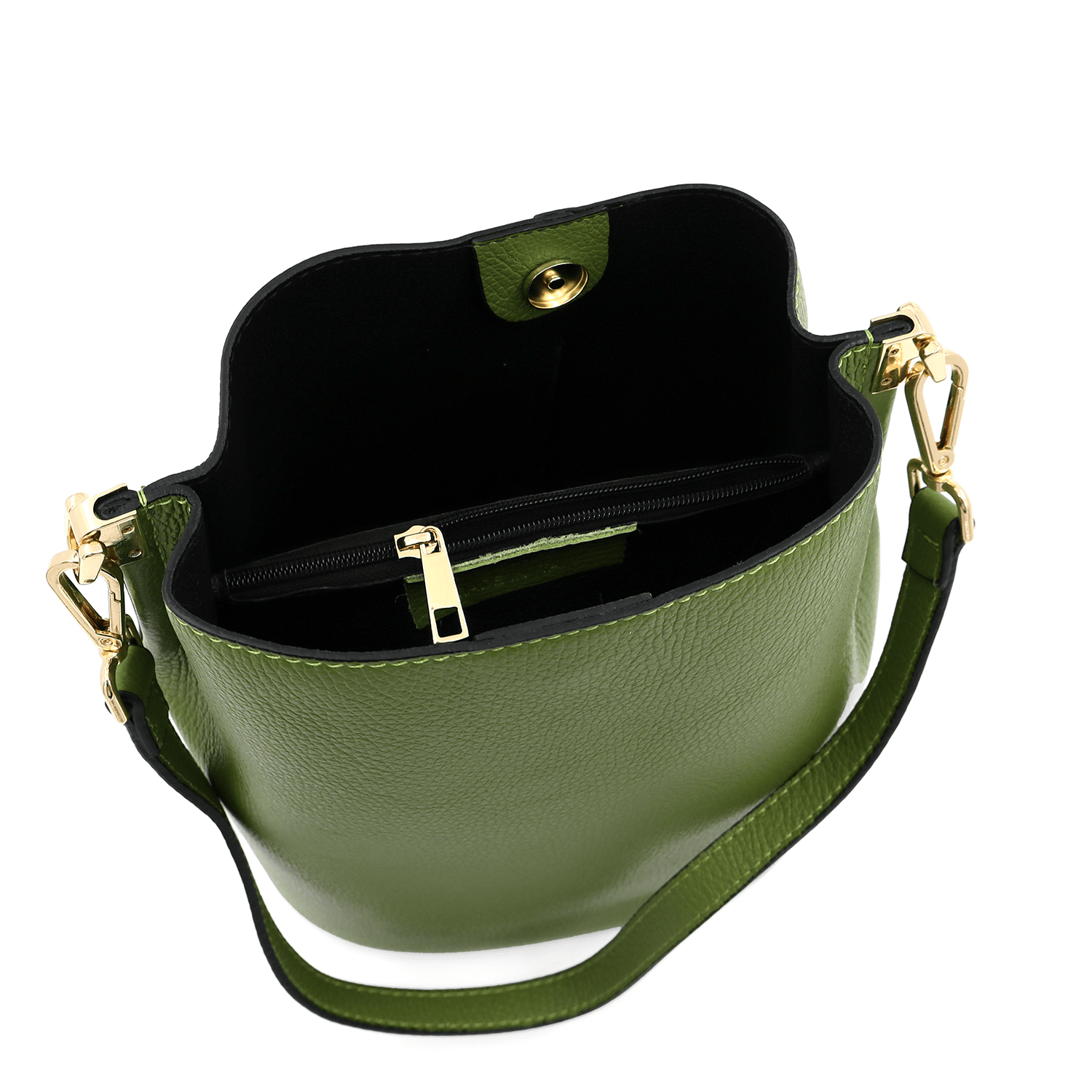 Női táska természetes bőrből, 2 fogantyúval Alba - zöld