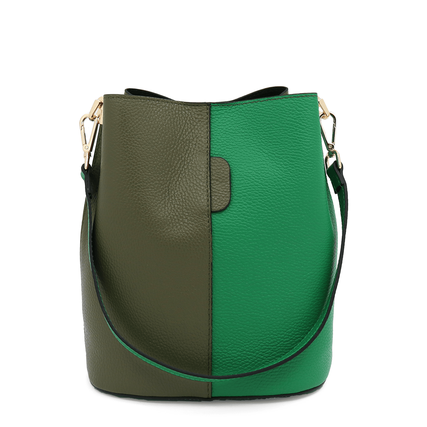 Női táska természetes bőrből, 2 fogantyúval Alba - zöld/sötétzöld