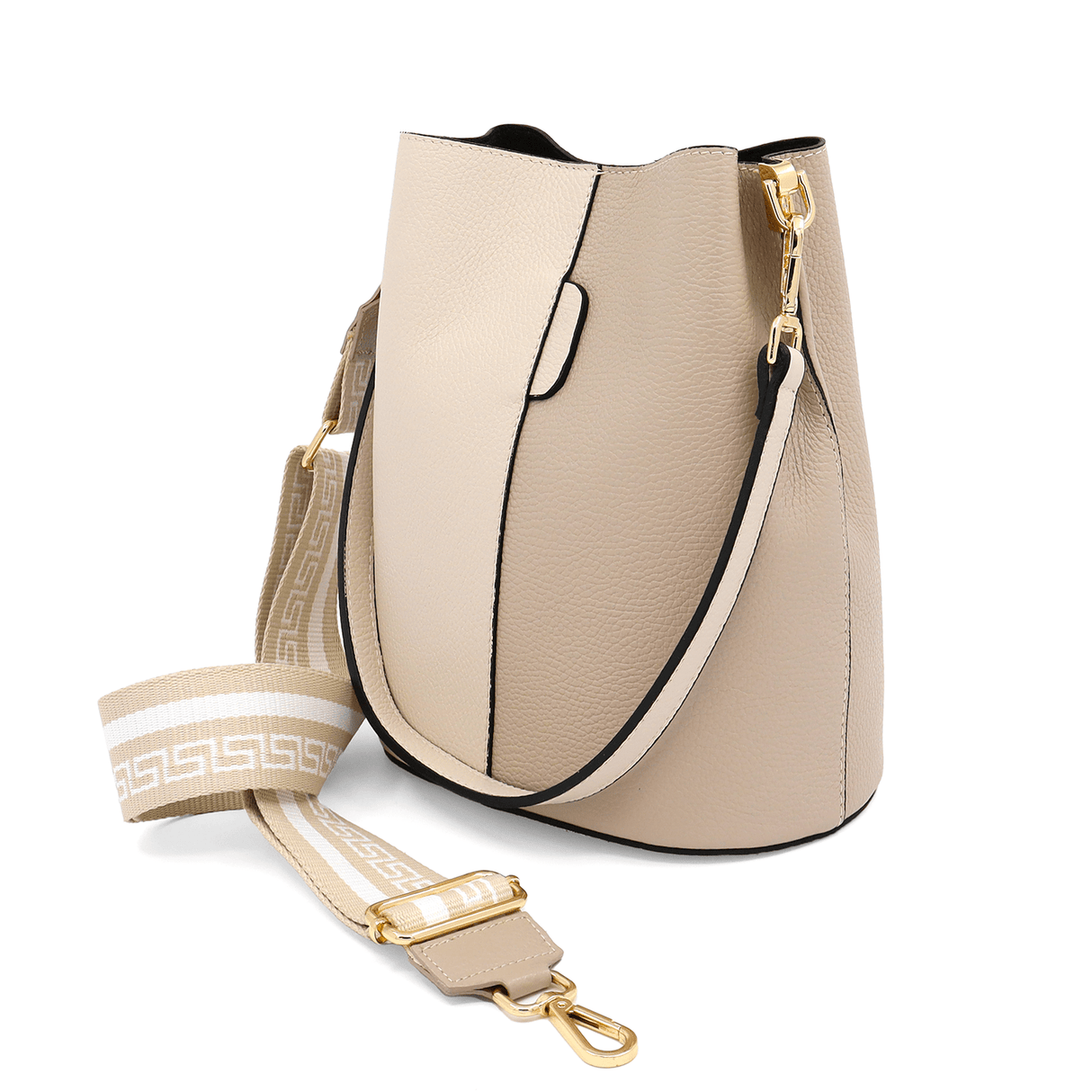 Női táska természetes bőrből, 2 fogantyúval Alba - bézs/világosbarna