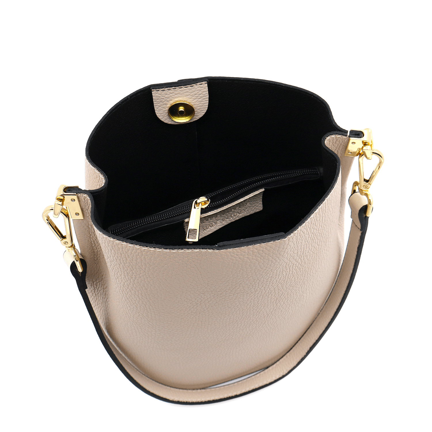 Női táska természetes bőrből, 2 fogantyúval Alba - bézs/világosbarna