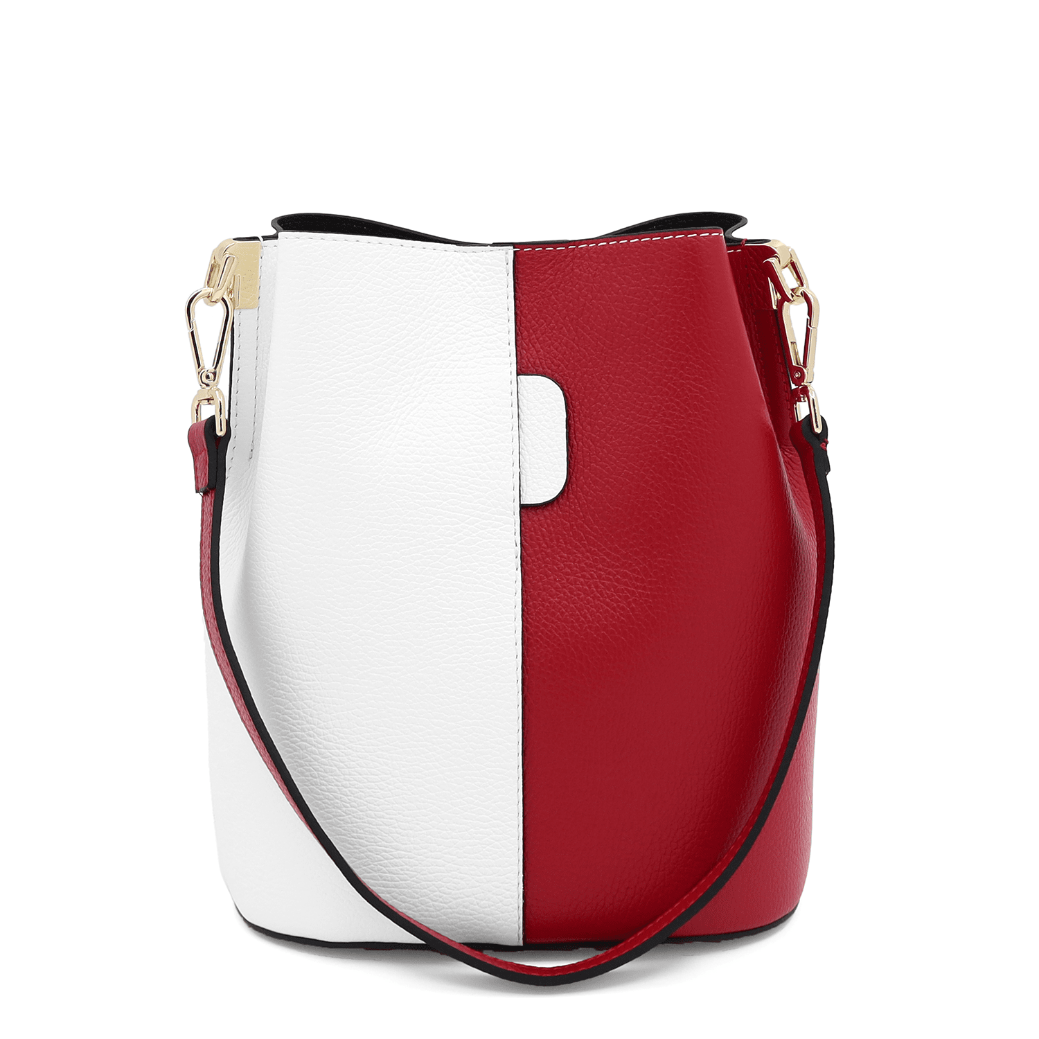 Női táska természetes bőrből, 2 fogantyúval Alba - fehér/piros