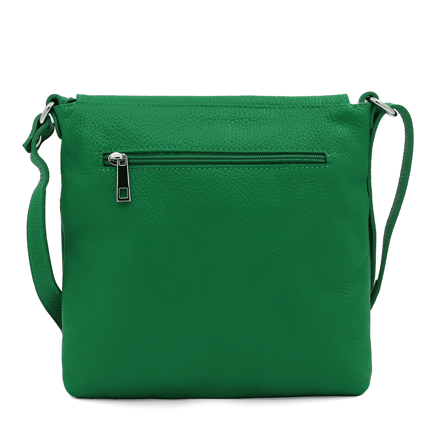 Természetes bőr válltáska sok zsebbel - zöld