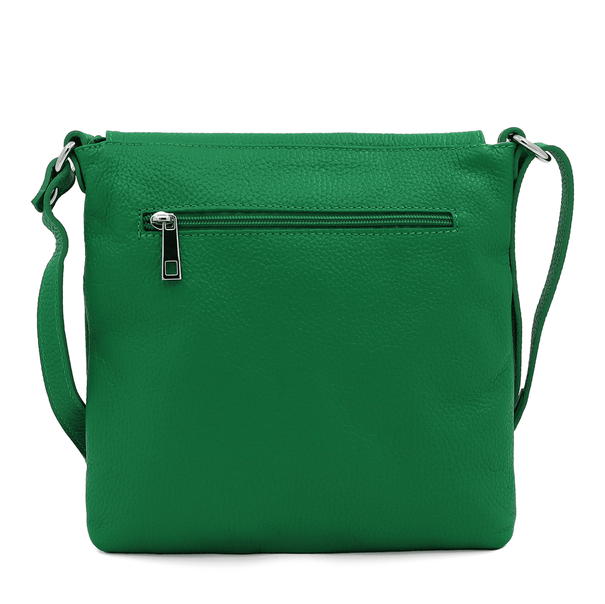 Természetes bőr válltáska sok zsebbel - zöld