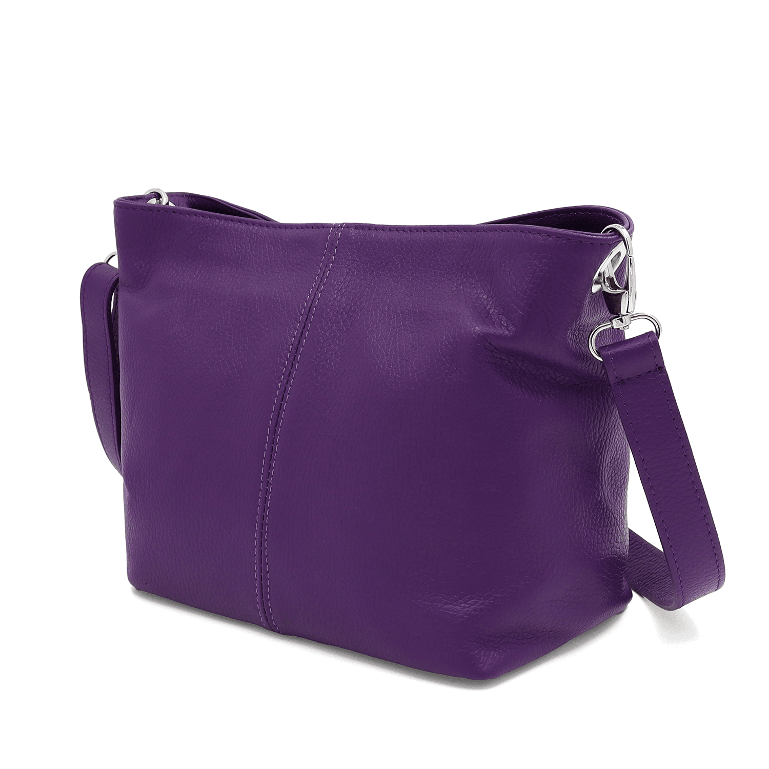 Női válltáska természetes bőrből - sötét lila