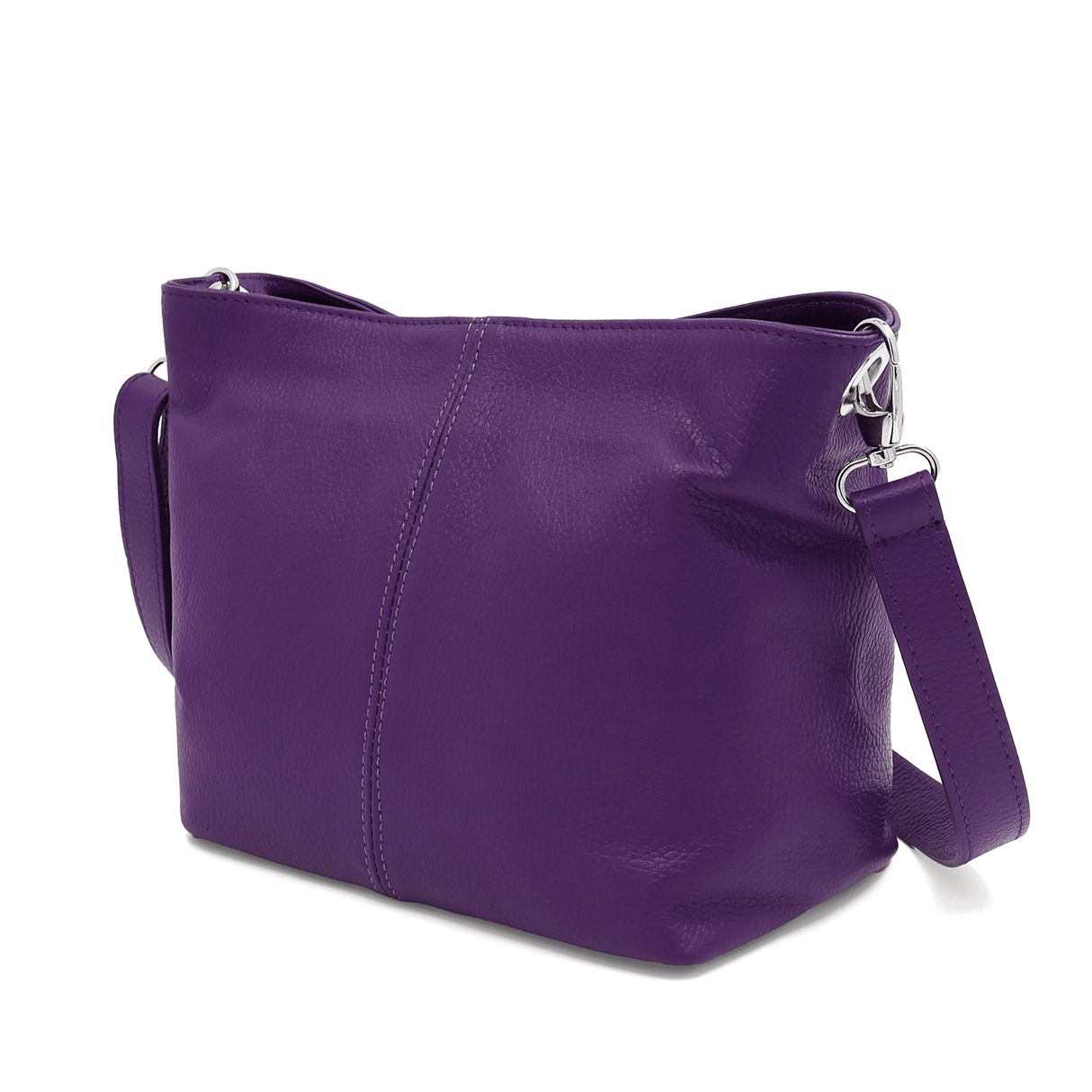 Női válltáska természetes bőrből - sötét lila