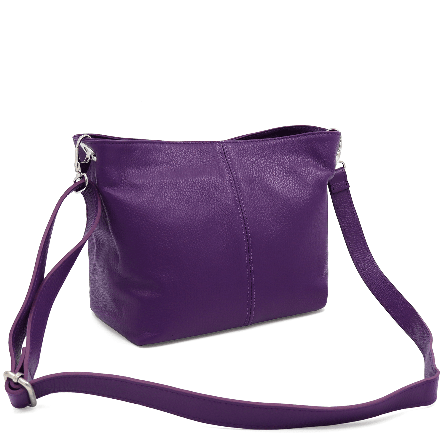 Női válltáska természetes bőrből - sötét lila