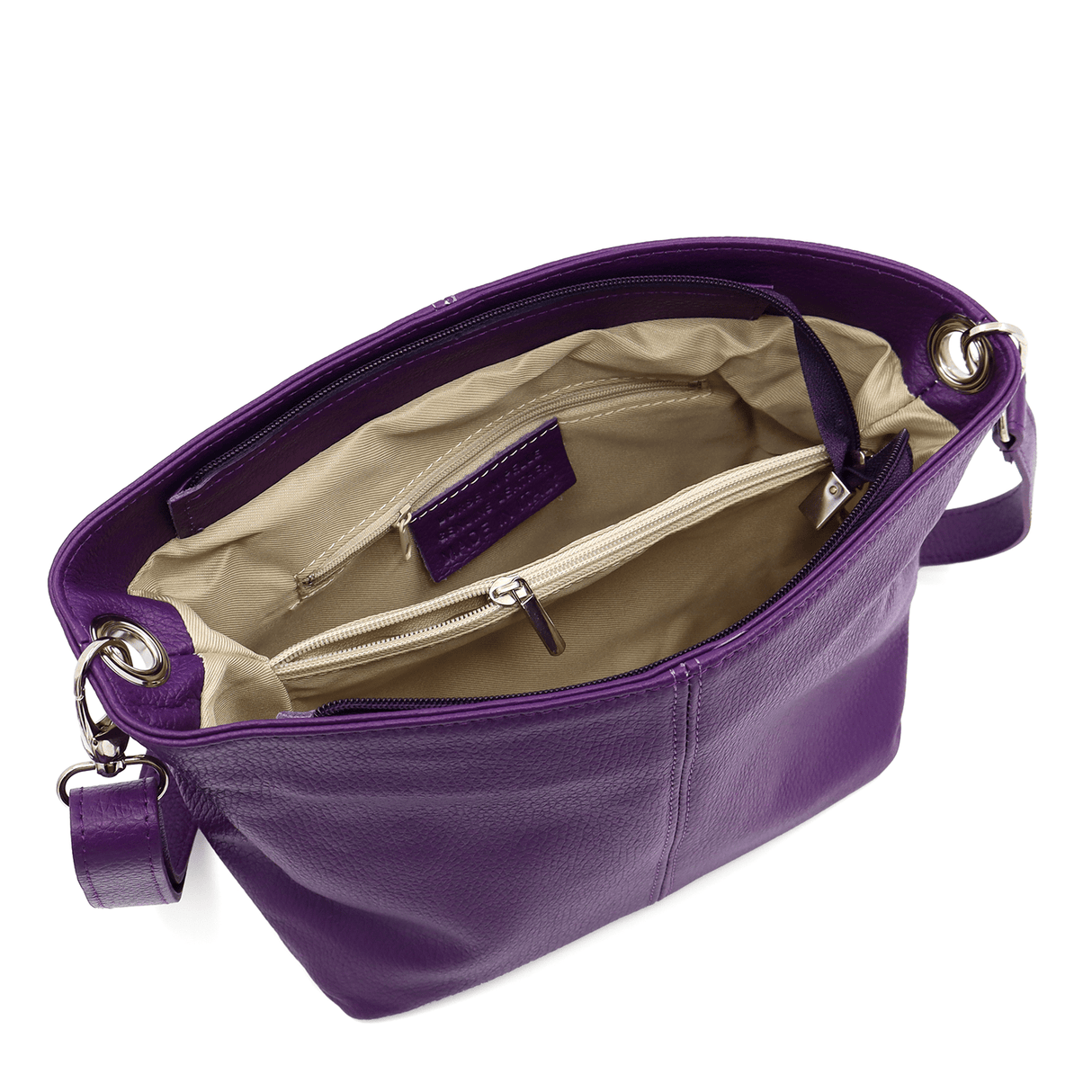 Női válltáska természetes bőrből - sötét lila