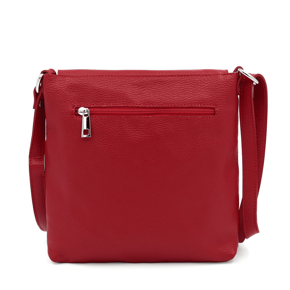 Válltáska természetes bőrből, sok zsebbel - piros