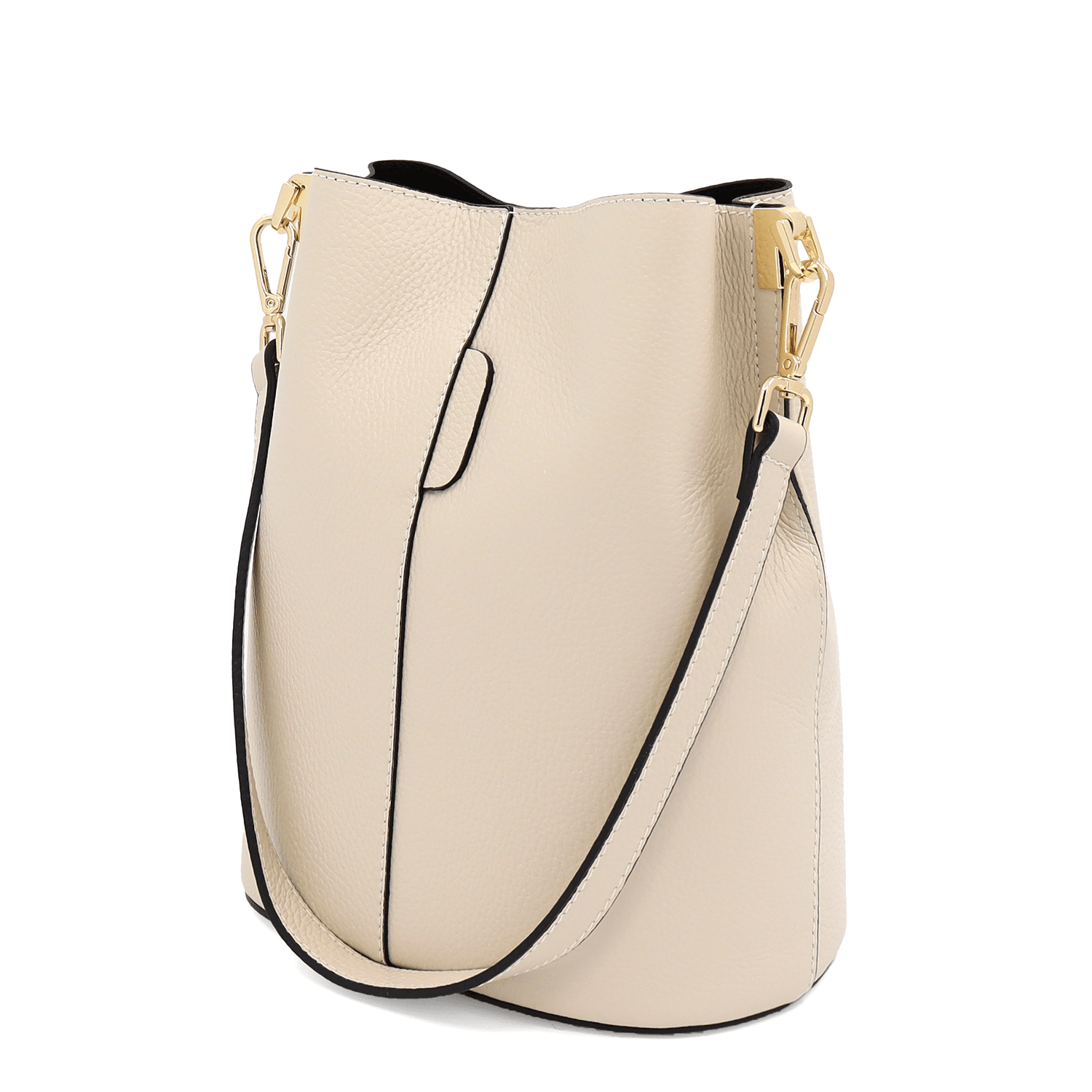 Női táska természetes bőrből, 2 fogantyúval Alba - bézs