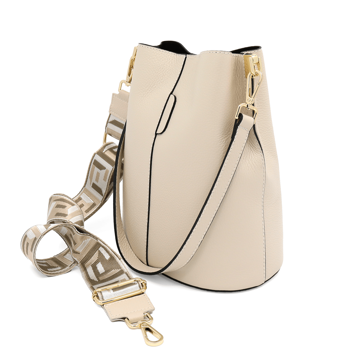 Női táska természetes bőrből, 2 fogantyúval Alba - bézs