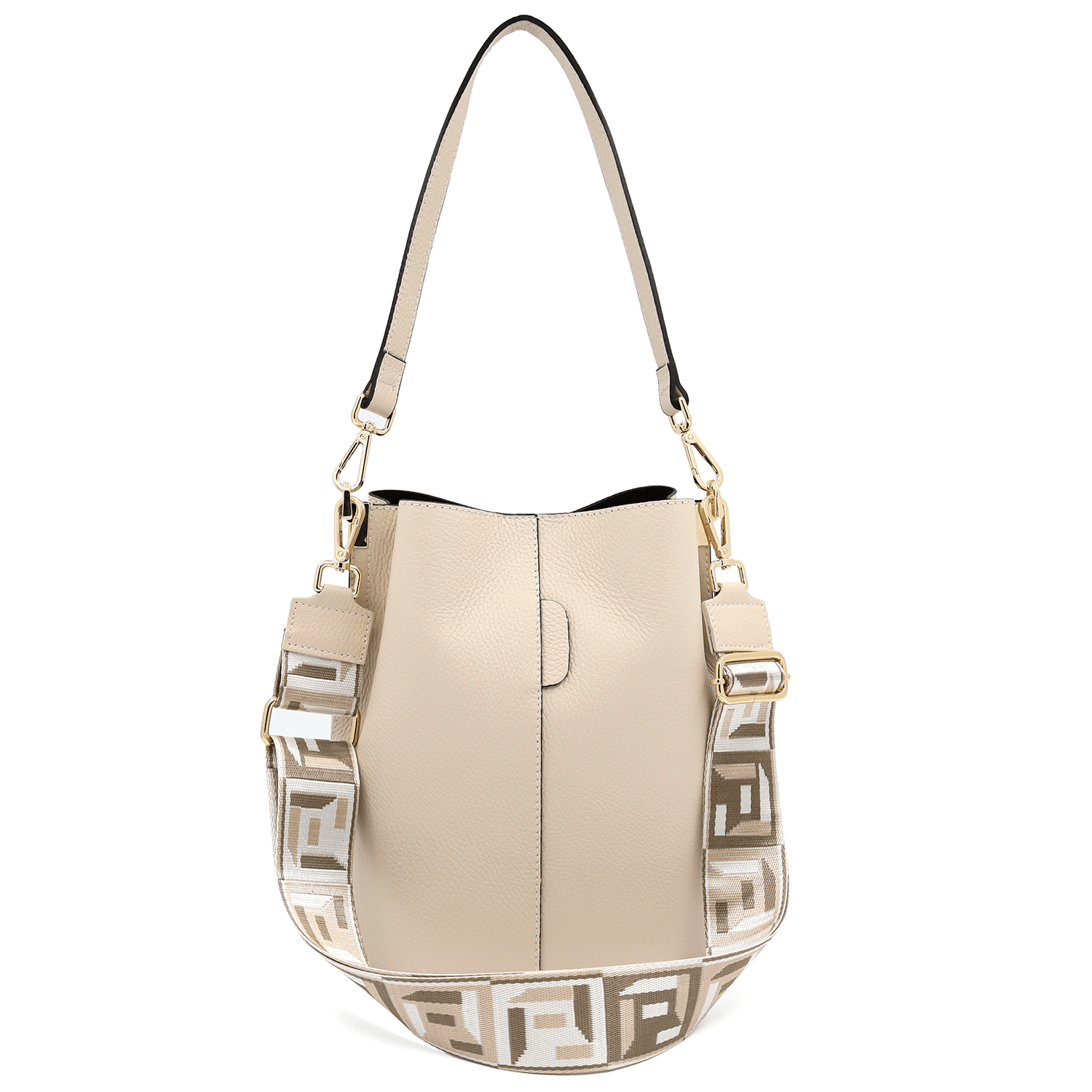 Női táska természetes bőrből, 2 fogantyúval Alba - bézs