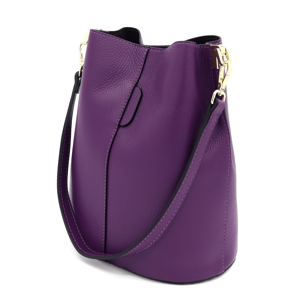 Női táska természetes bőrből, 2 fogantyúval Alba - lila