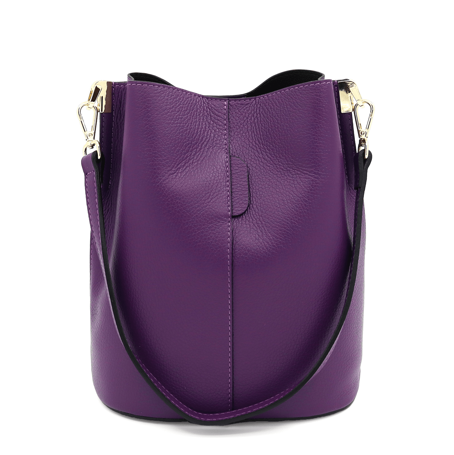 Női táska természetes bőrből, 2 fogantyúval Alba - lila