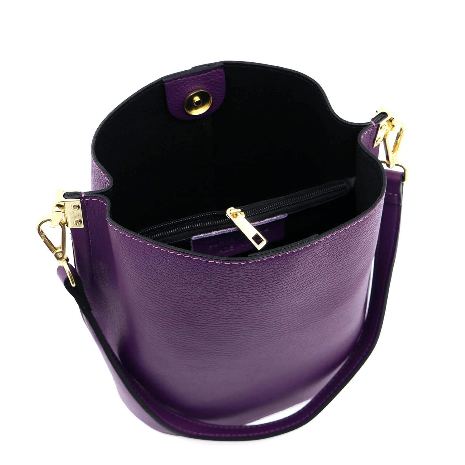 Női táska természetes bőrből, 2 fogantyúval Alba - lila