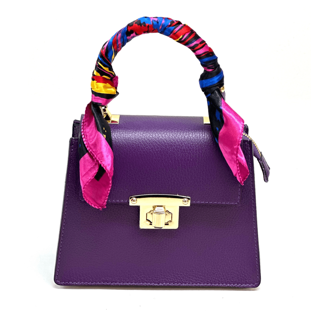 Női táska természetes bőrből Anabell - sötét lila