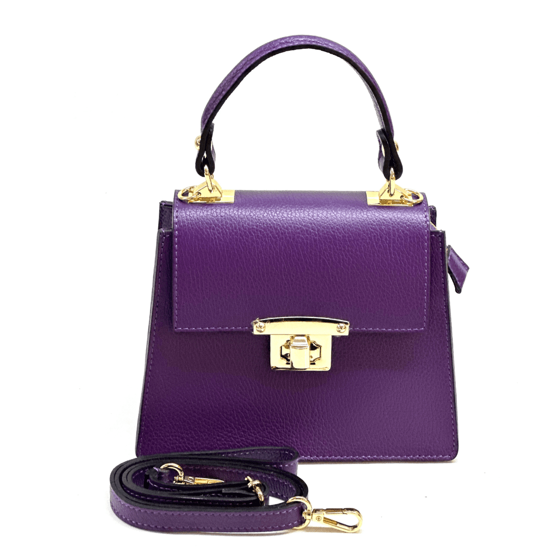 Női táska természetes bőrből Anabell - sötét lila