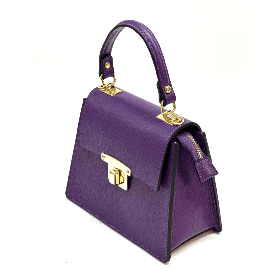 Női táska természetes bőrből Anabell - sötét lila