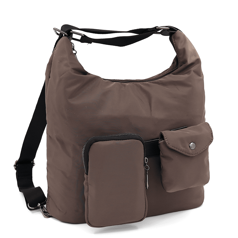 2 az 1-ben - Szövet táska és hátizsák levehető zsebekkel Lilian - barna