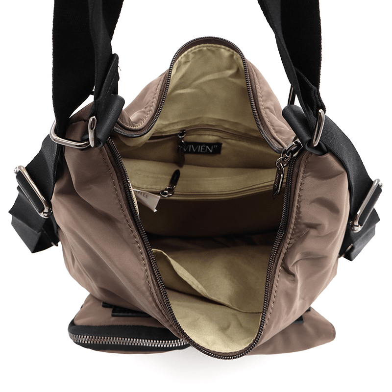 2 az 1-ben - Szövet táska és hátizsák levehető zsebekkel Lilian - barna