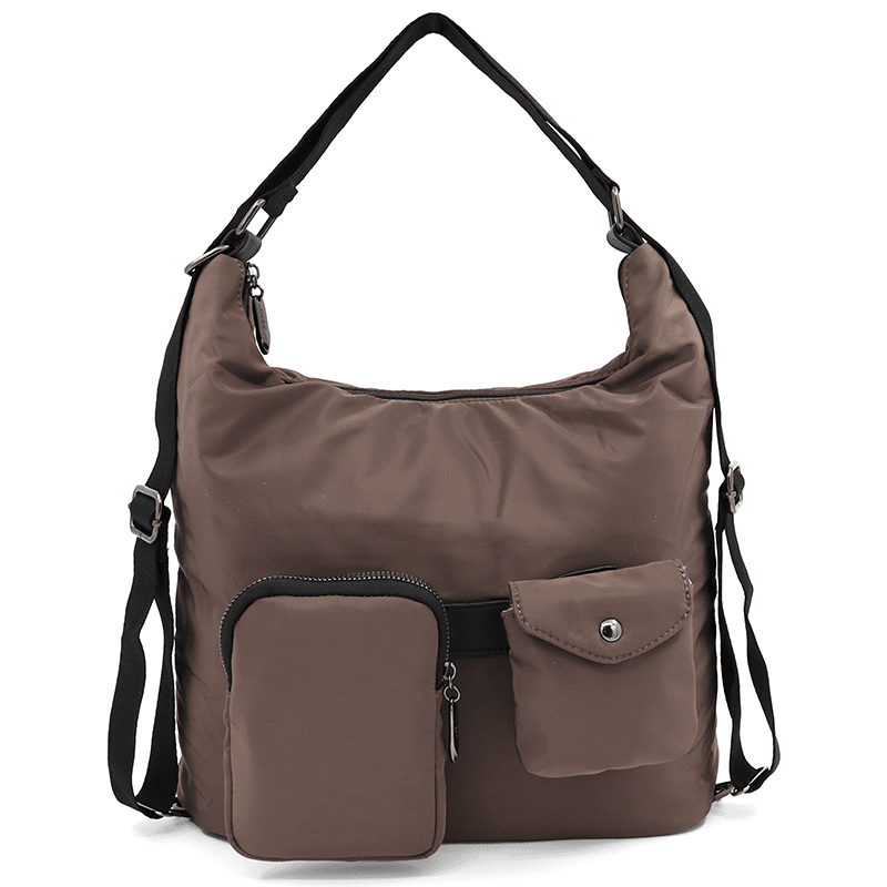 2 az 1-ben - Szövet táska és hátizsák levehető zsebekkel Lilian - barna