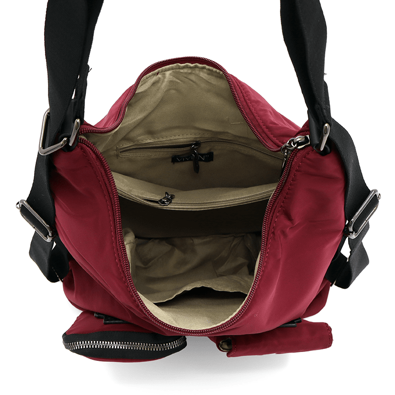 2 az 1-ben - Szövet táska és hátizsák levehető zsebekkel Lilian - piros