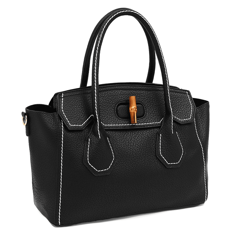 KASSANDRA - Női táska bambusz részletekkel - fekete