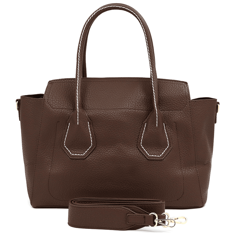 KASSANDRA - Női táska bambusz részletekkel - sötétbarna