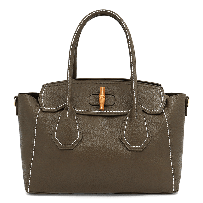 KASSANDRA - Női táska bambusz részletekkel - sötétzöld