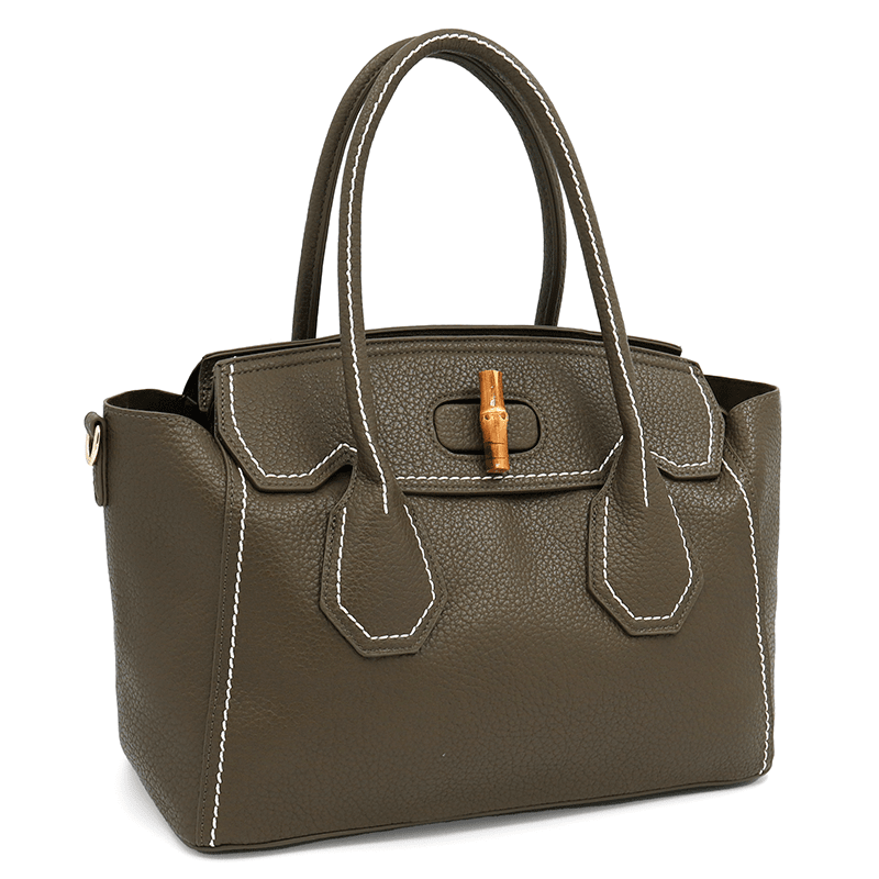 KASSANDRA - Női táska bambusz részletekkel - sötétzöld