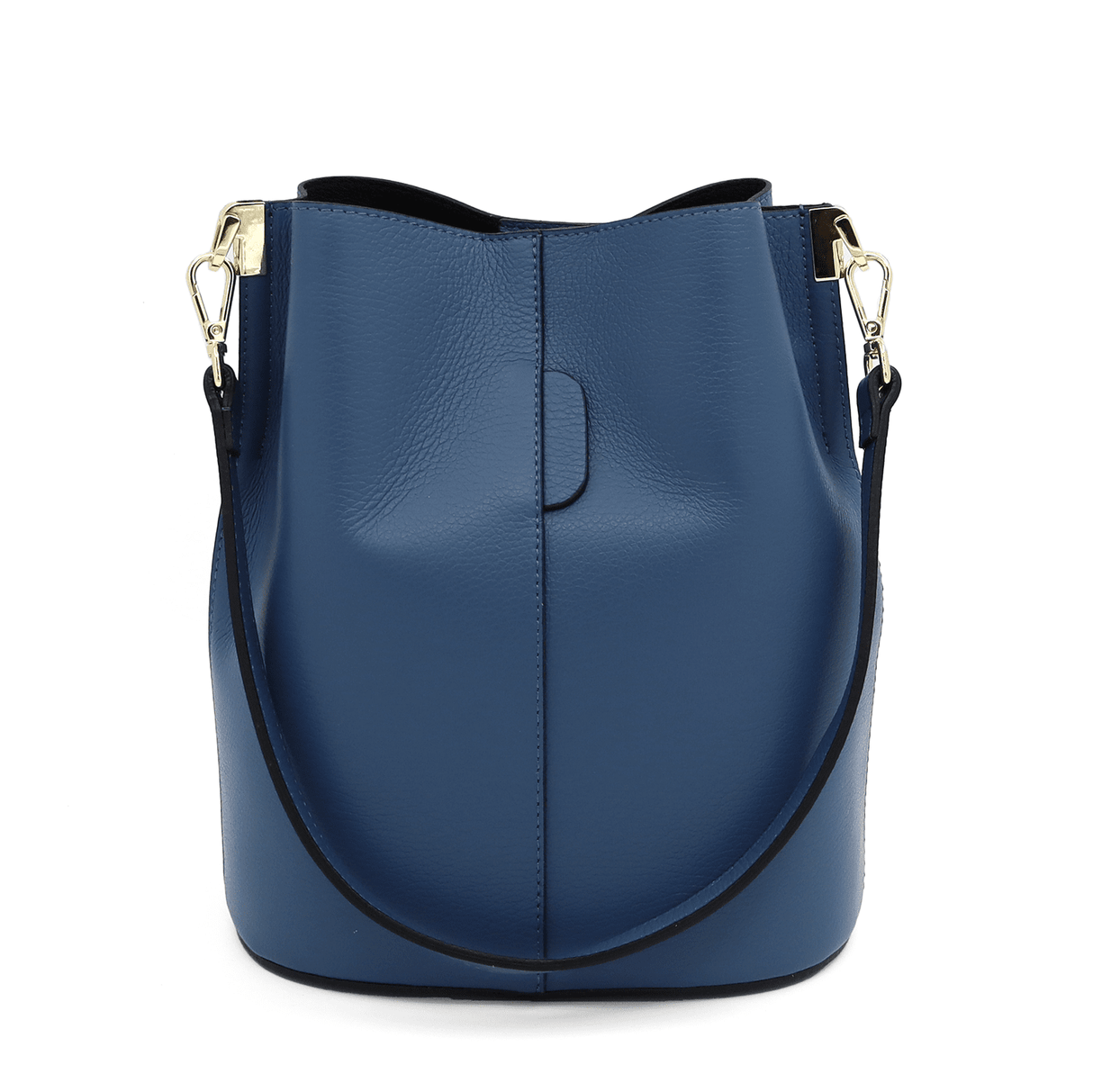 Női táska természetes bőrből, 2 fogantyúval Alba - kék