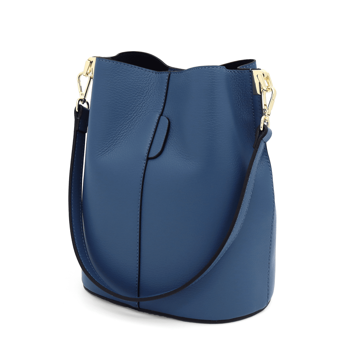 Női táska természetes bőrből, 2 fogantyúval Alba - kék