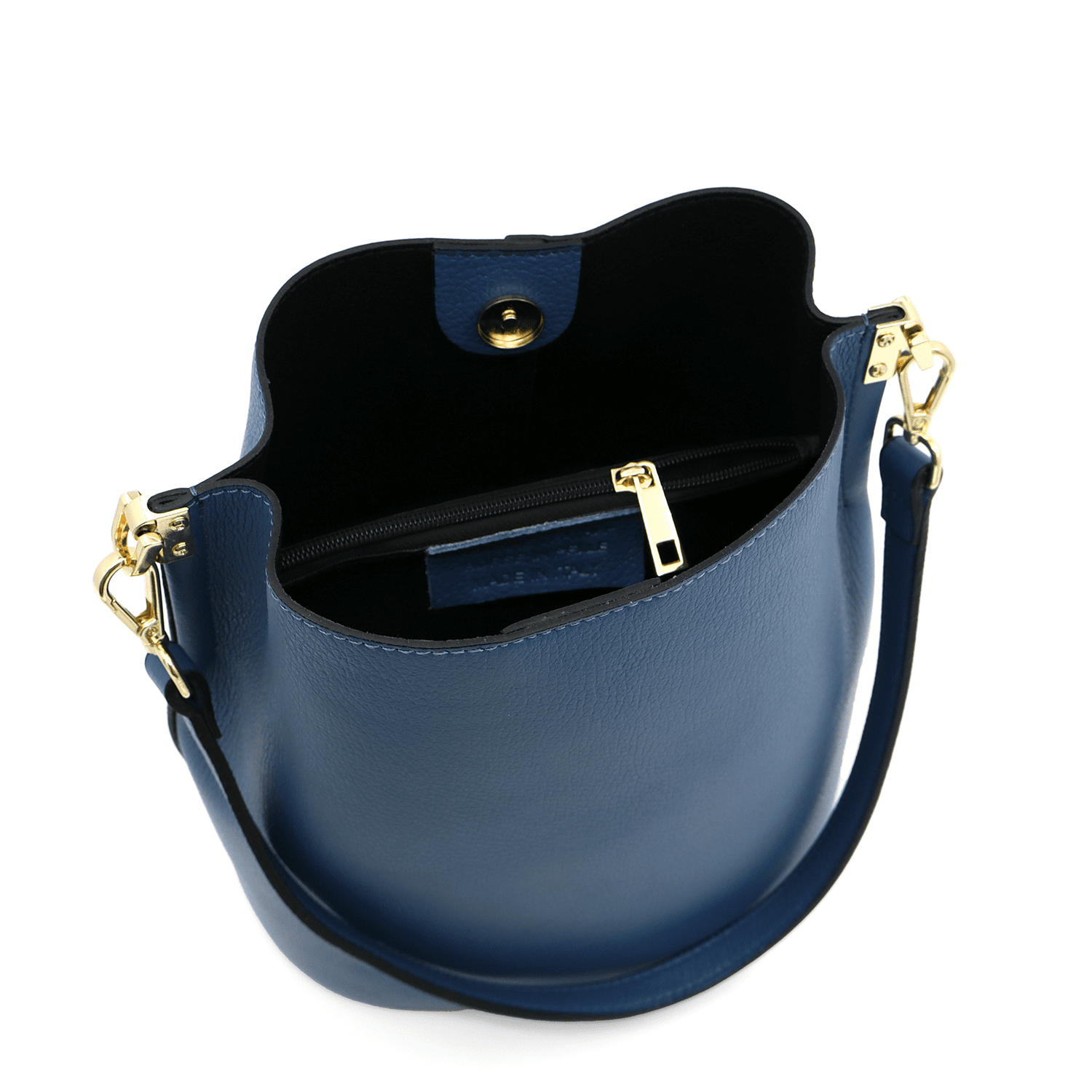 Női táska természetes bőrből, 2 fogantyúval Alba - kék