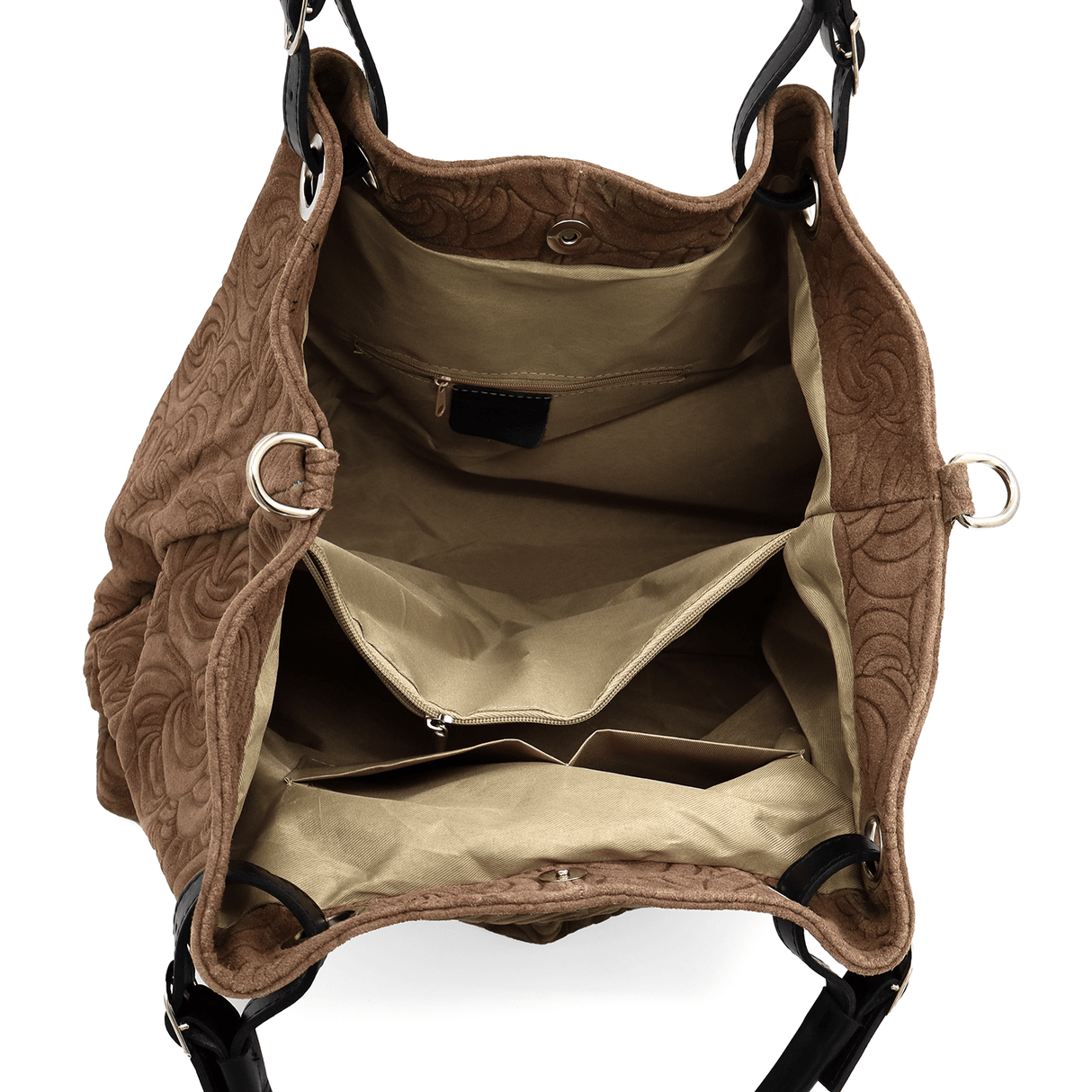 Nagy női táska természetes velúrból Rosie - barna