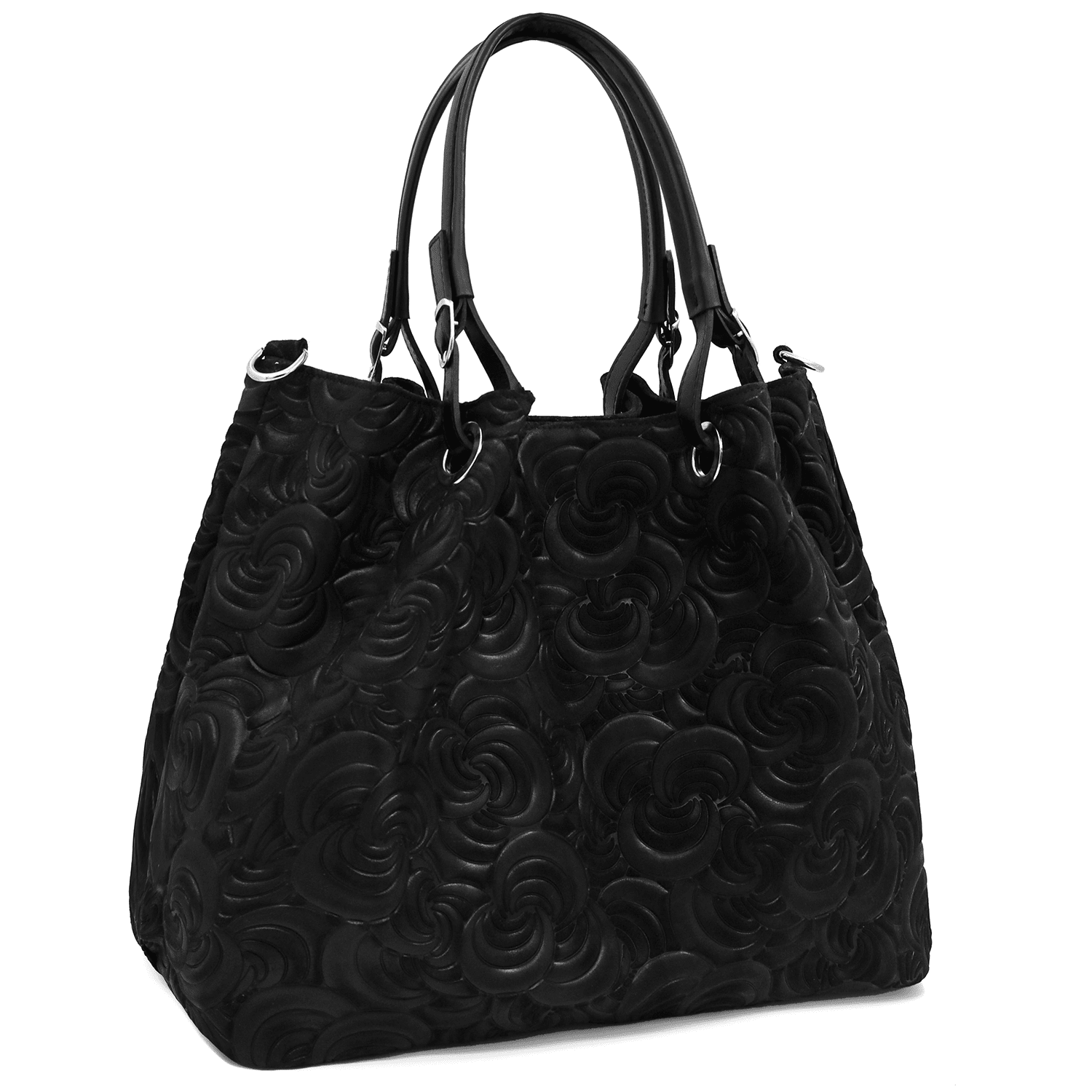 Nagy női táska természetes velúrból Rosie - fekete