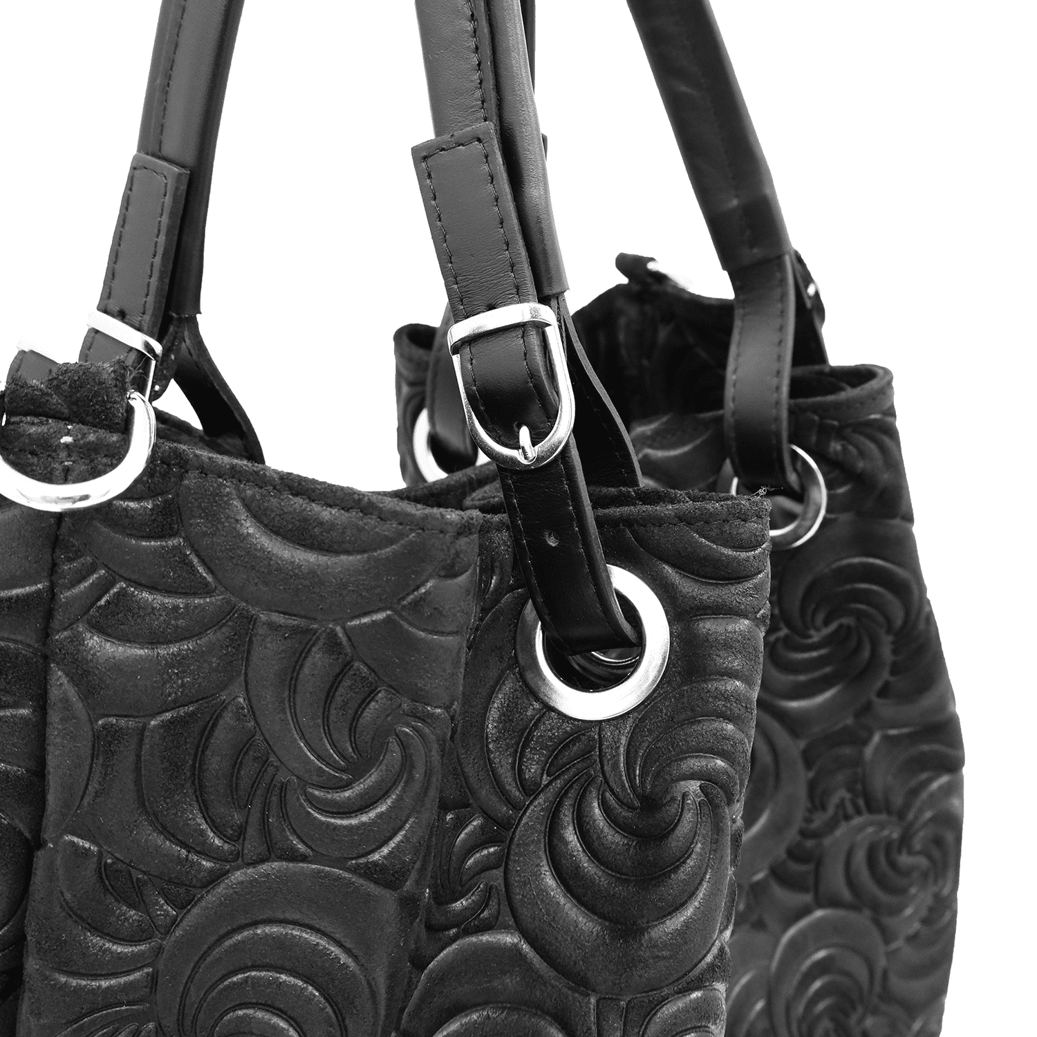 Nagy női táska természetes velúrból Rosie - fekete