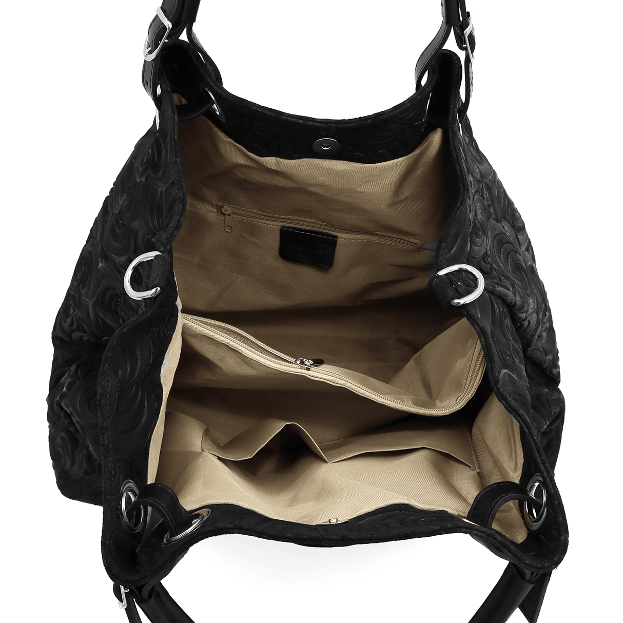 Nagy női táska természetes velúrból Rosie - fekete